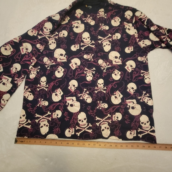 NWOT Men's 3XL Black Skull Rocker Halloween Sweatshirt Grunge High Class Society - Picture 8 of 12